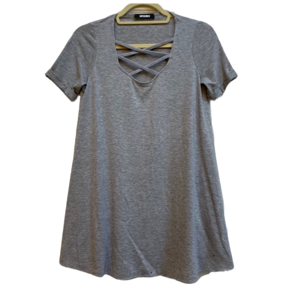 Misguided Cross Neck Grey Dress